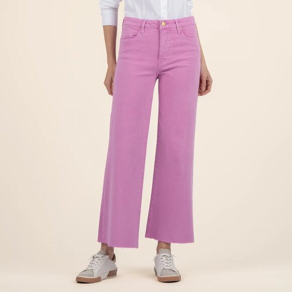KUT from the Kloth Meg Wide Leg High Rise Jeans Pink 0 NWOT - Picture 1 of 7